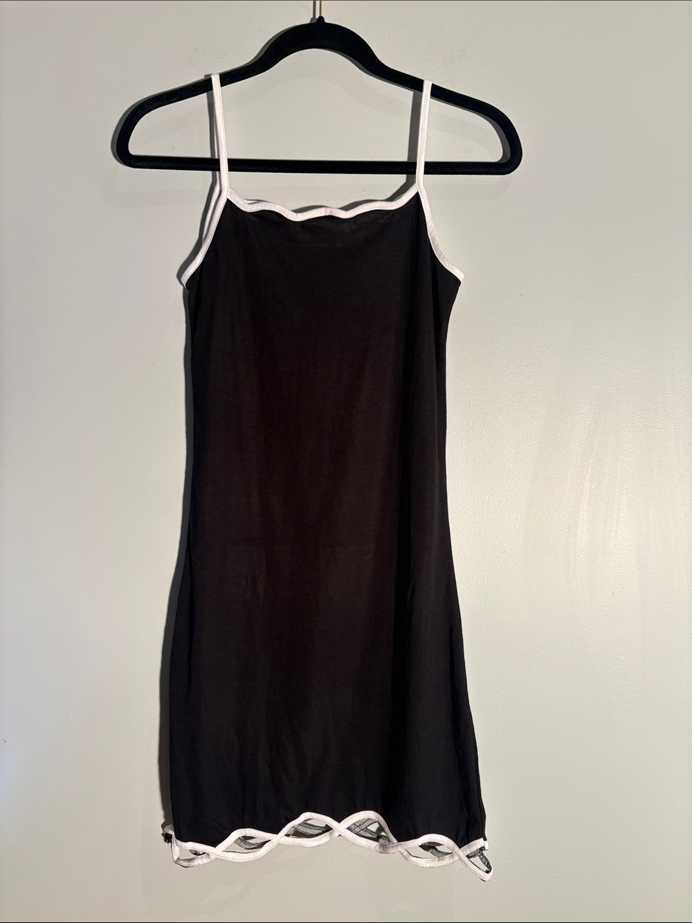 Nonno Style Black White Y2K Spaghetti Strap Mini Dress